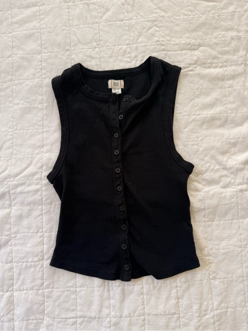 Black Button-Front Tank Top
